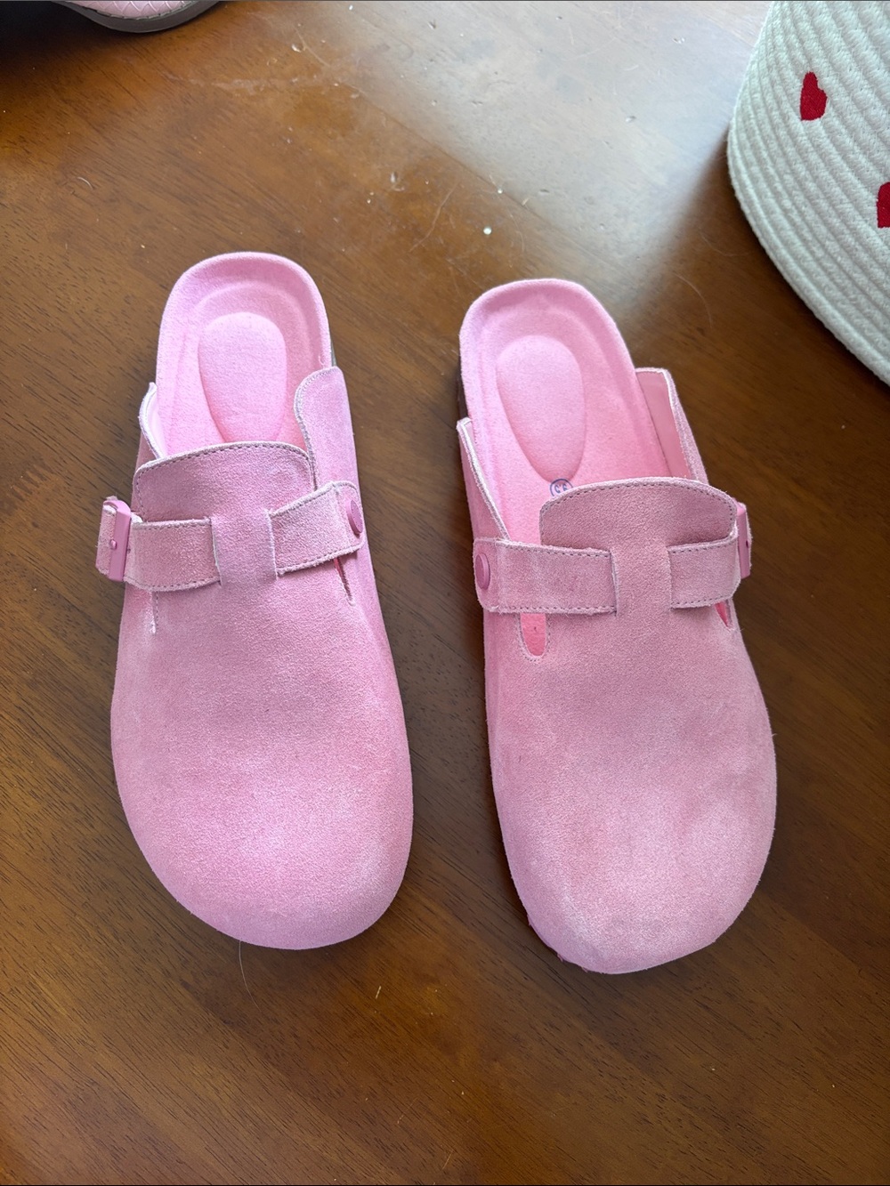Pink Suede Slip-On Clogs - Like Birkenstock